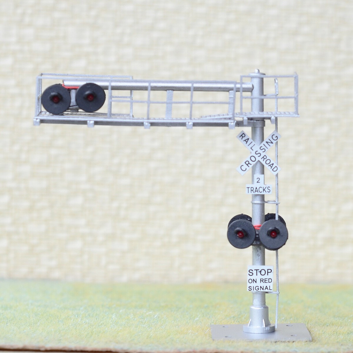 1 x HO scale model railroad cantilever grade crossing signal 2 tracks #C28